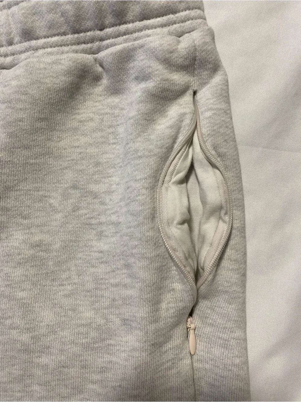 adidas Light Gray Athletic Shorts with Green-Trim Drawcord